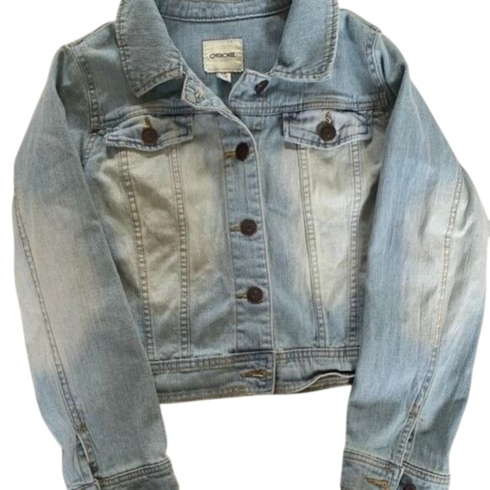 Cherokee Girls Light Wash Denim Jacket Cropped Blue Jean jacket girls large